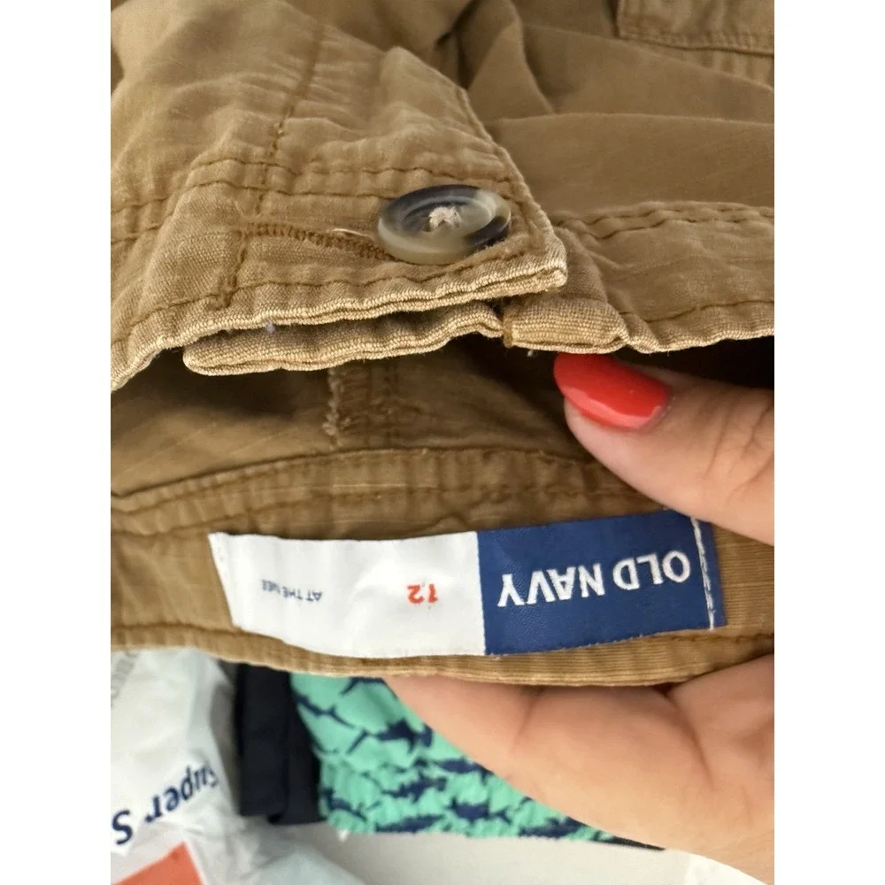 Old Navy‎ Boys Cargo Shorts Size 12 Tan Brown Cotton Casual Utility Ripstop